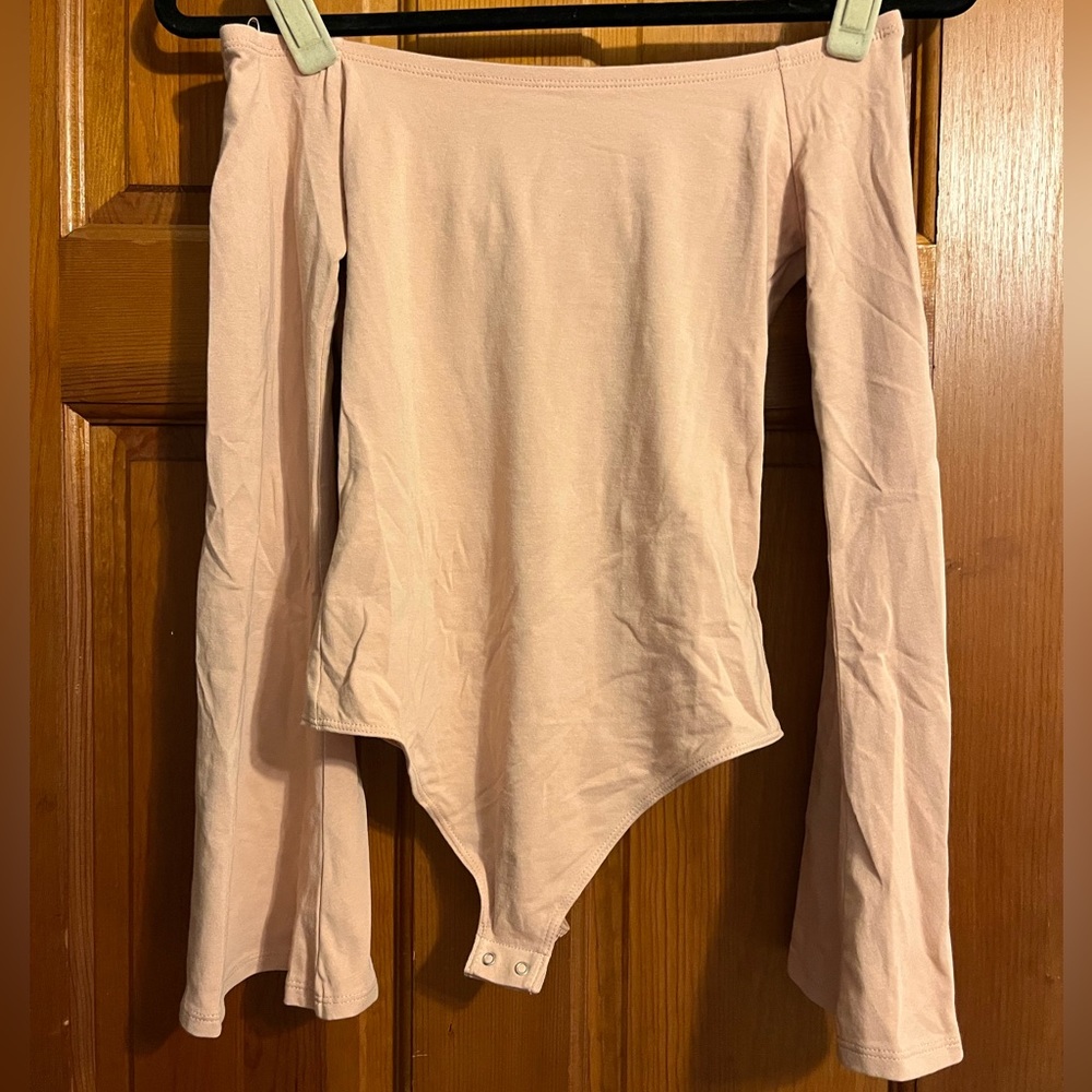 Express off the shoulder bodysuit flare sleeve
